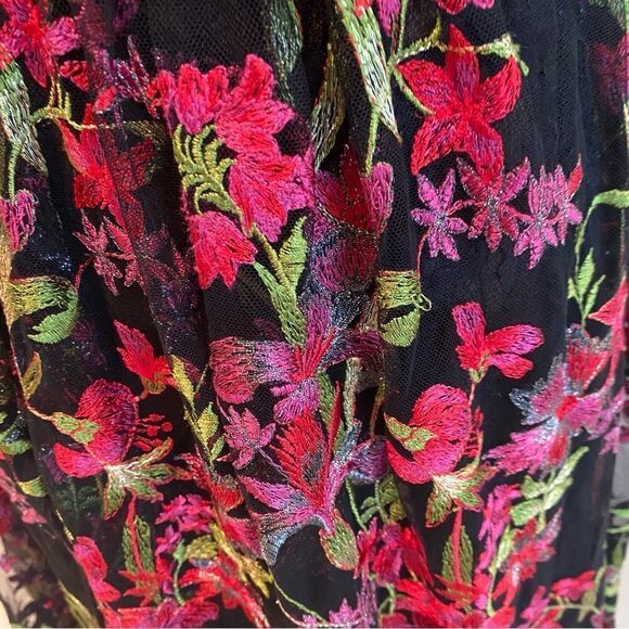 Marchesa Notte Embroidered Floral Maxi Dress Gown Size 12 - Picture 7 of 9